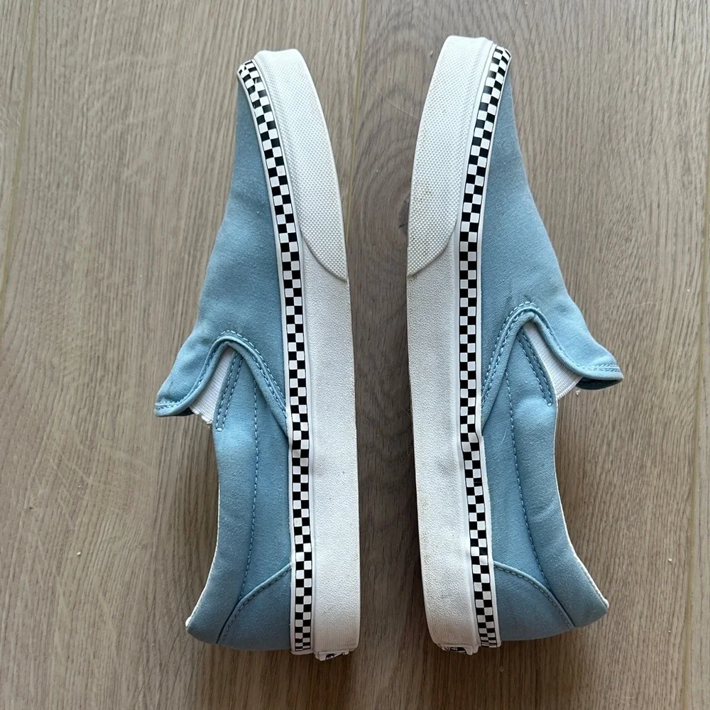 Vans Slip-On Sneakers Light Blue Checkered Men’s 10 Womens 8.5 OFF THE WALL - Picture 2 of 6